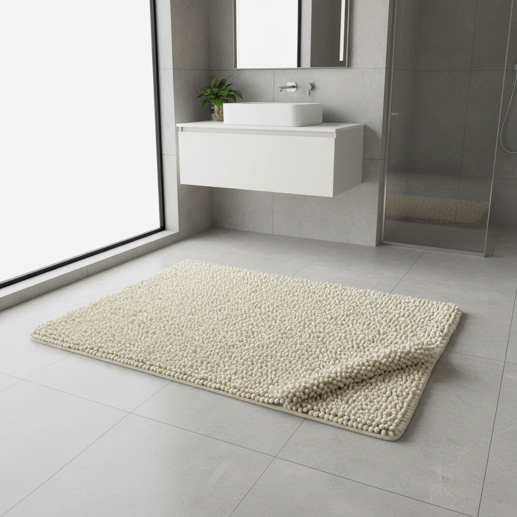 Premium bathroom rug in modern bathroom setting