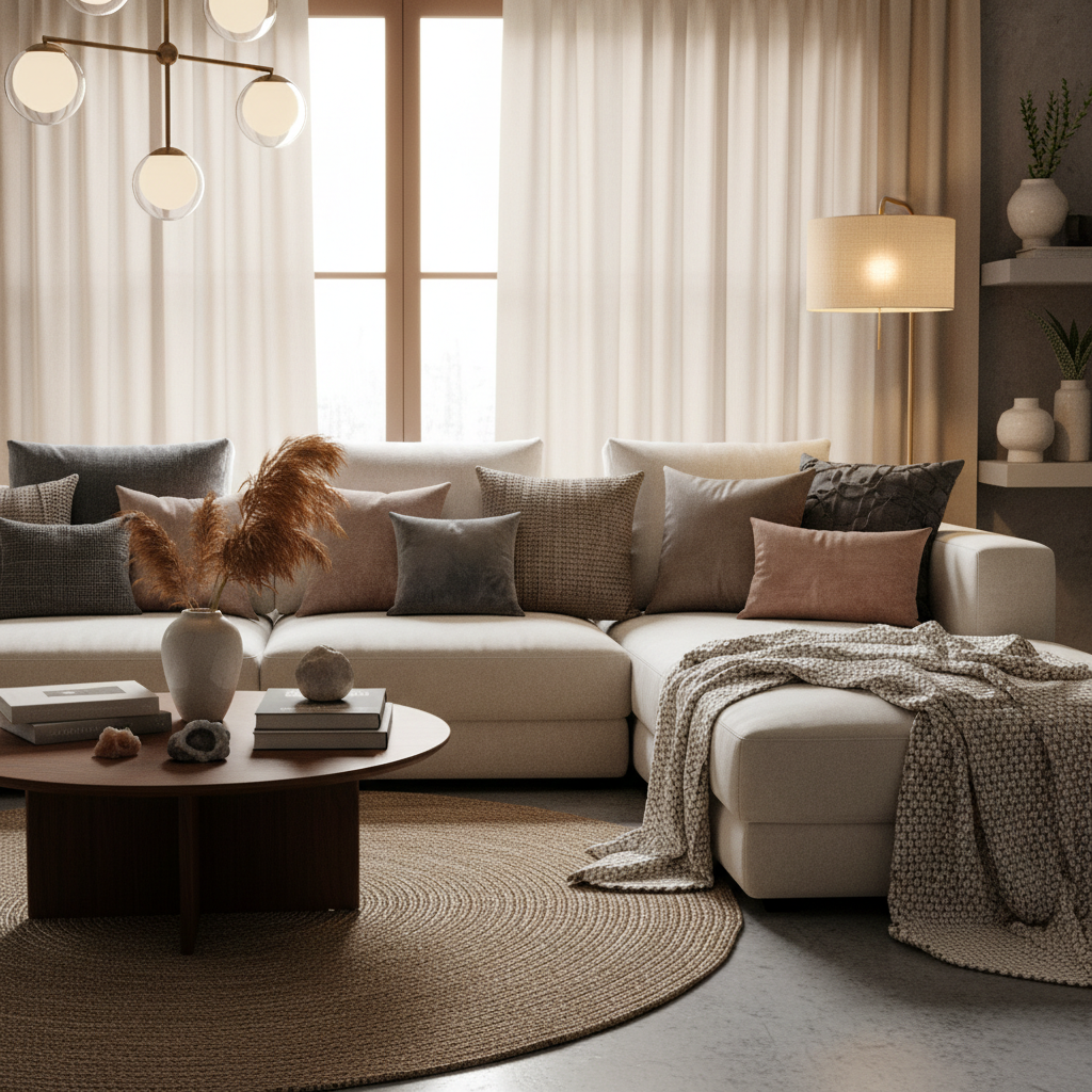 Pillow in cozy living room setting