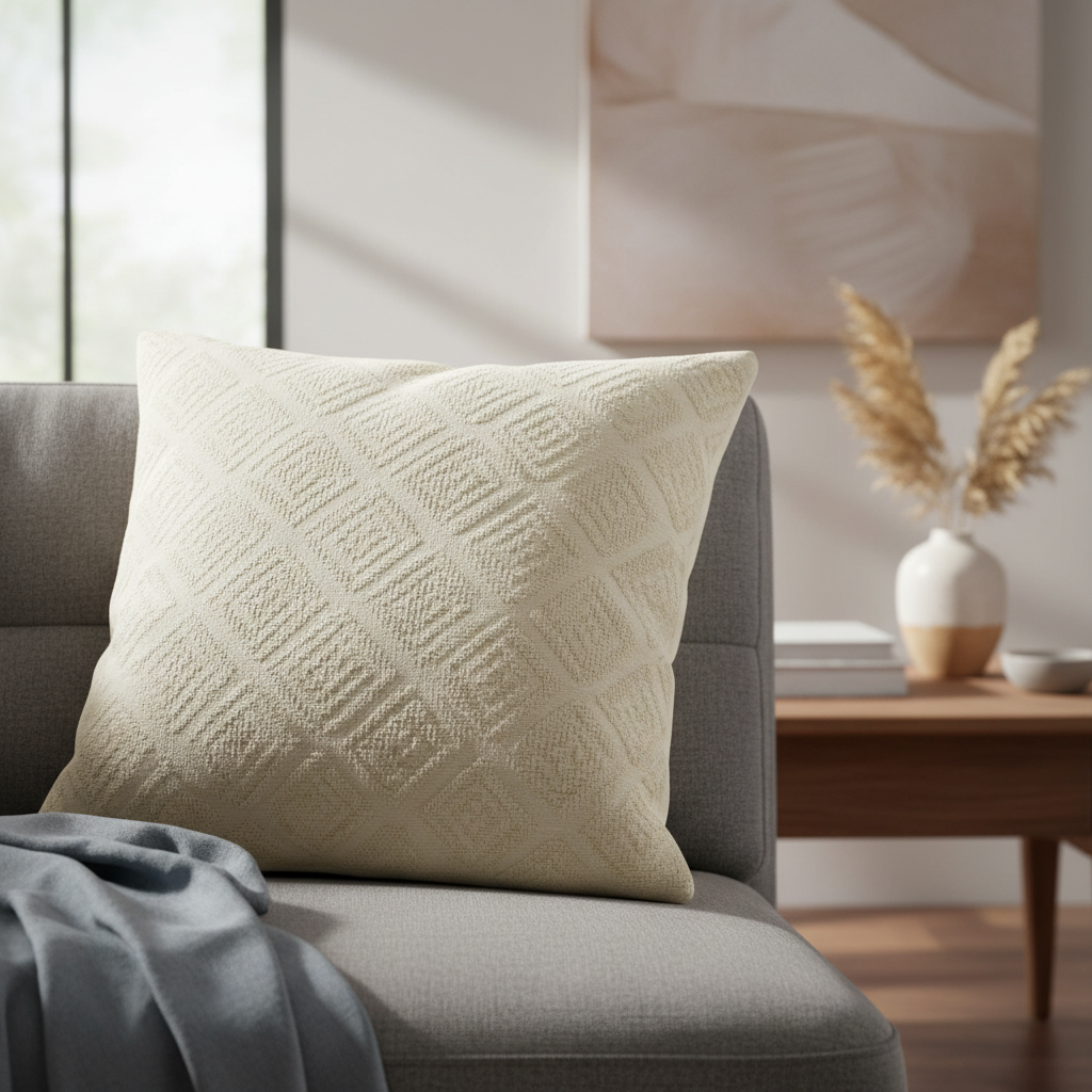 Premium pillow on modern sofa